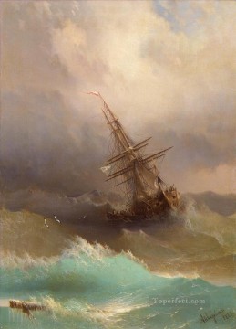 Landscapes Painting - Ivan Aivazovsky ship in the stormy sea Ocean Waves